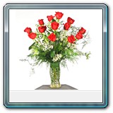 Mic-002  Prix € 44
Une douzaine Roses Rouges dans un vase

